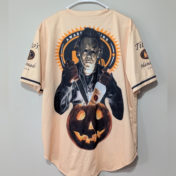 Tito’s Vodka "Michael Myers" Baseball Jersey Shirt Men's Size Medium HALLOWEEN - Picture 1 of 10